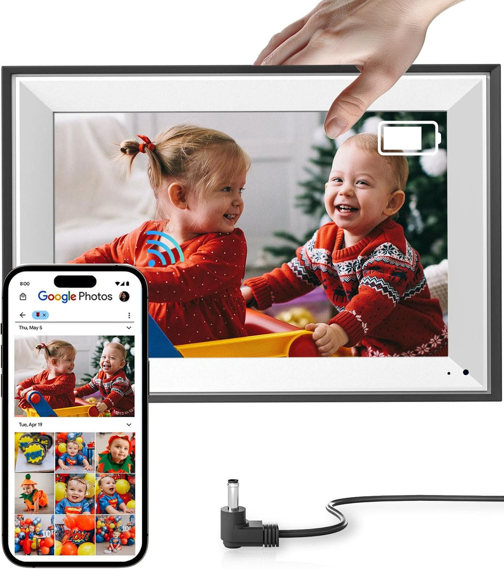 Cozyla Digital Photo Frame WiFi Smart Digital Picture Frame Battery Powered Unlimited Storage Send Photo w/Family via App Email Google Photos Instagram Web Browser Photo Frame Electronic 10.1 Inch Mat