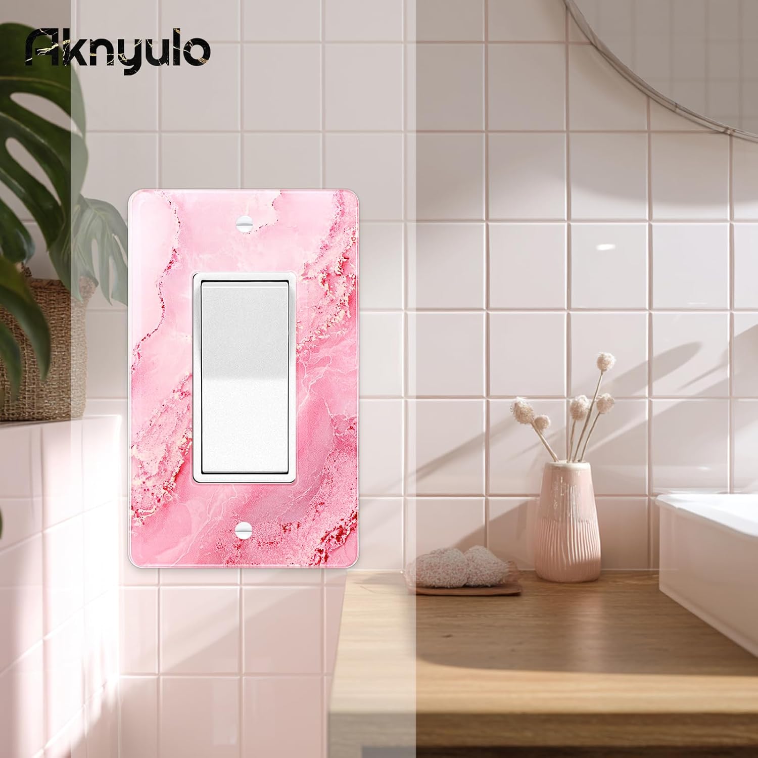 Abstract Pink Marble Design Acrylic Switch Plates & Outlet Covers Wall Plate Outlet Covers Decorative Light Switch Cover