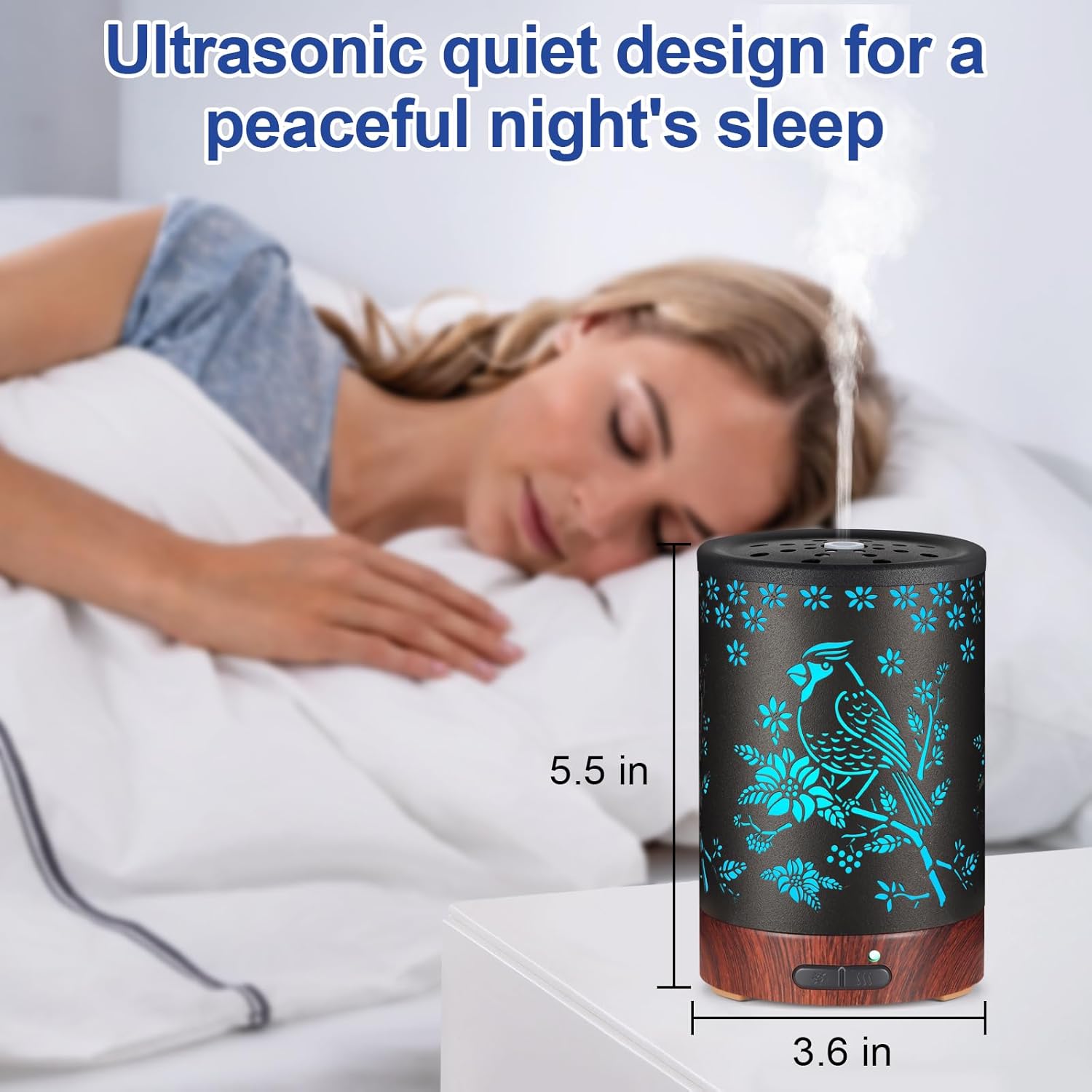 Essential Oil Diffuser- Aromatherapy Diffuser with7 Colors Light and Auto-Off for Women Metal Cool Mist Humidifier for Home and Office for Mom Women（Cardinal）