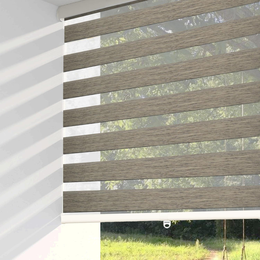 Shadesu Cordless Zebra Blinds for Windows, 20.5" W x 72" H, Brown, Dual Layer Free-Stop Zebra Shades, Light Control for Day and Night, Sheer Blinds for Indoor Windows, Bedroom, Kitchen
