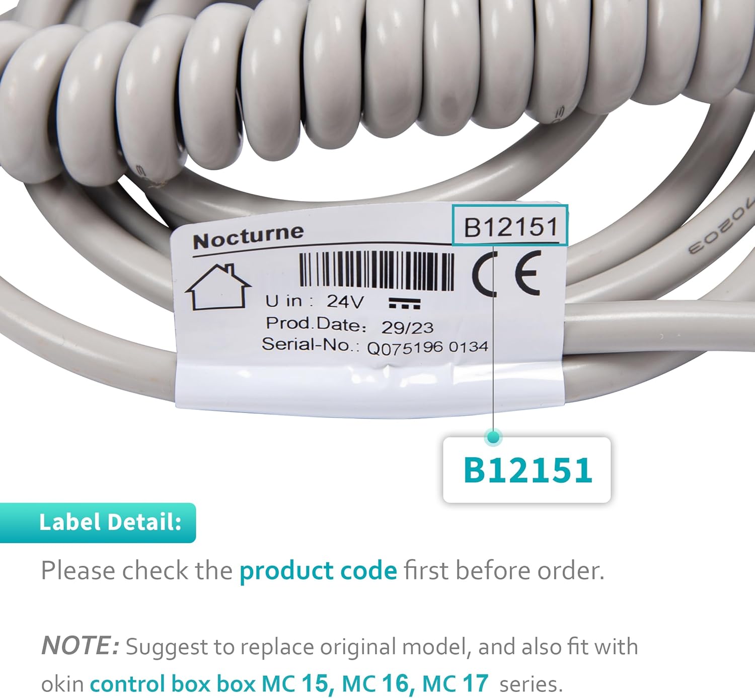 Okin Dewert B.12151 Handset Remote Hand Control Replacement for Hospital Bed Electric Adjustable Beds with 13 pin Connection