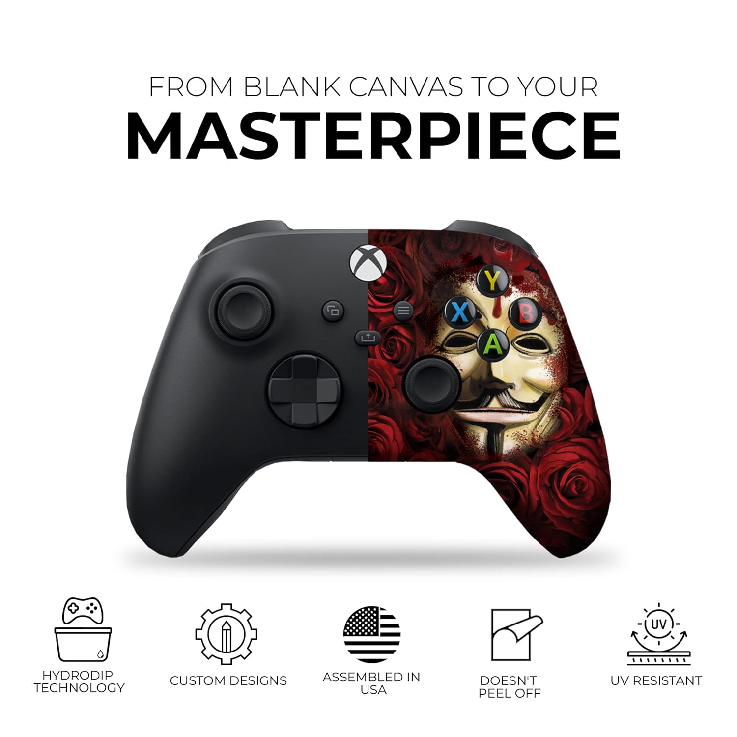 DreamController V For Venddeta Custom X-box Controller Wireless compatible with X-box One/Series X/S Proudly Customized in USA with Permanent HYDRO-DIP Printing (NOT JUST A SKIN)