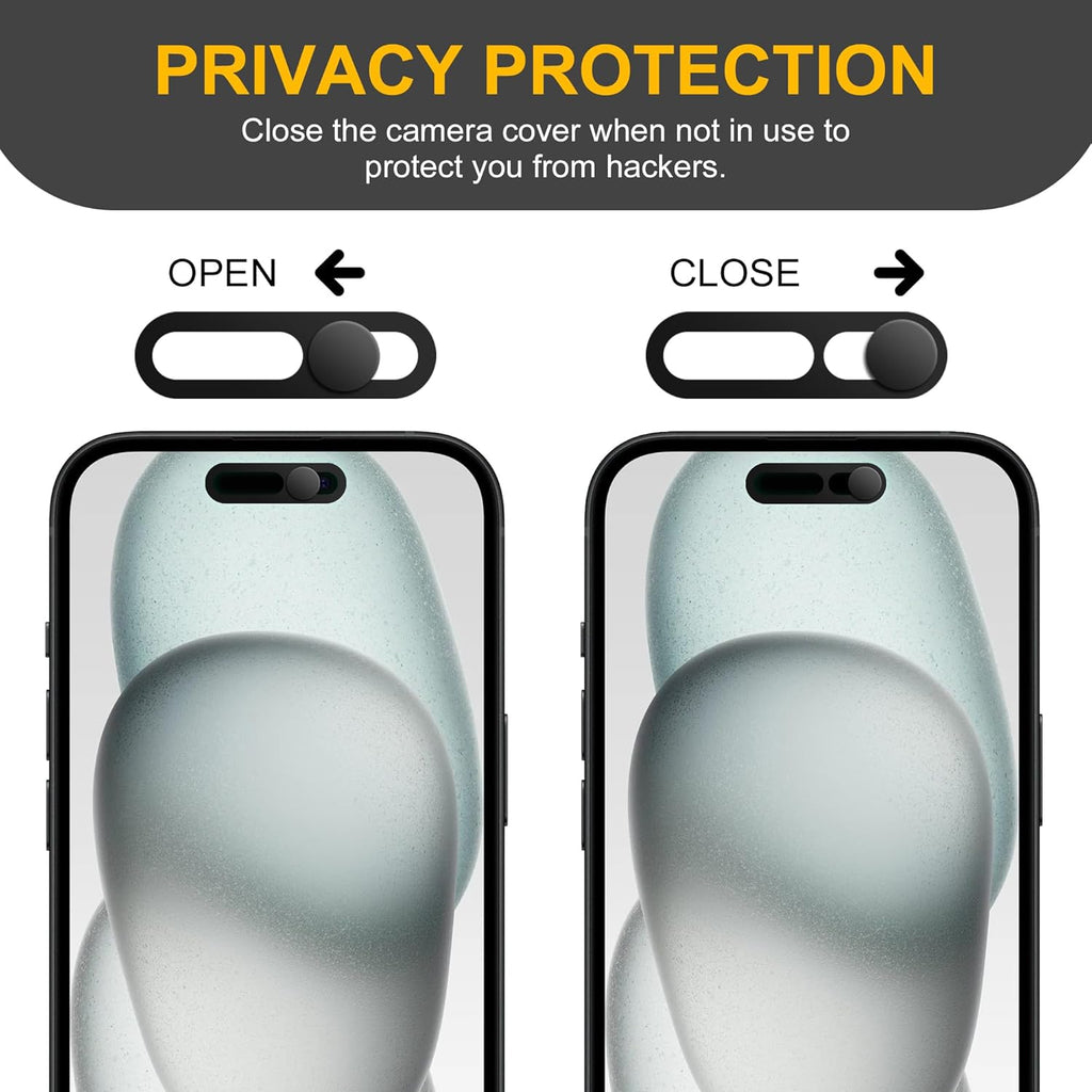 3 Pack Privacy Cover Compatible for iPhone 15/iPhone 15 Plus with 2 Front Camera Privacy Cover, Anti-Spy Camera Cover, Easy-Adhesive Design, Safeguard on iPhone 15/15 Plus.Black