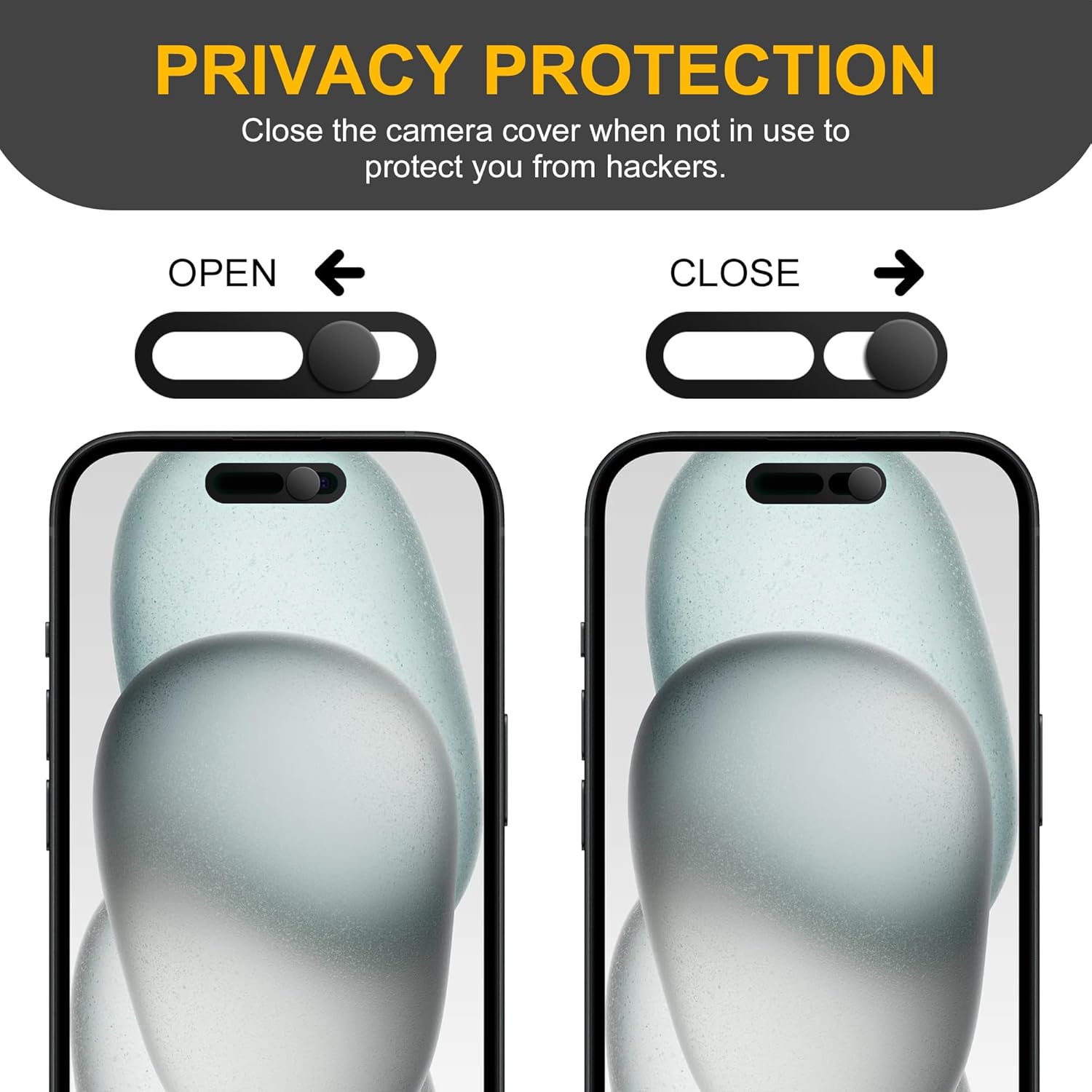 3 Pack Privacy Cover Compatible for iPhone 15/iPhone 15 Plus with 2 Front Camera Privacy Cover, Anti-Spy Camera Cover, Easy-Adhesive Design, Safeguard on iPhone 15/15 Plus.Black