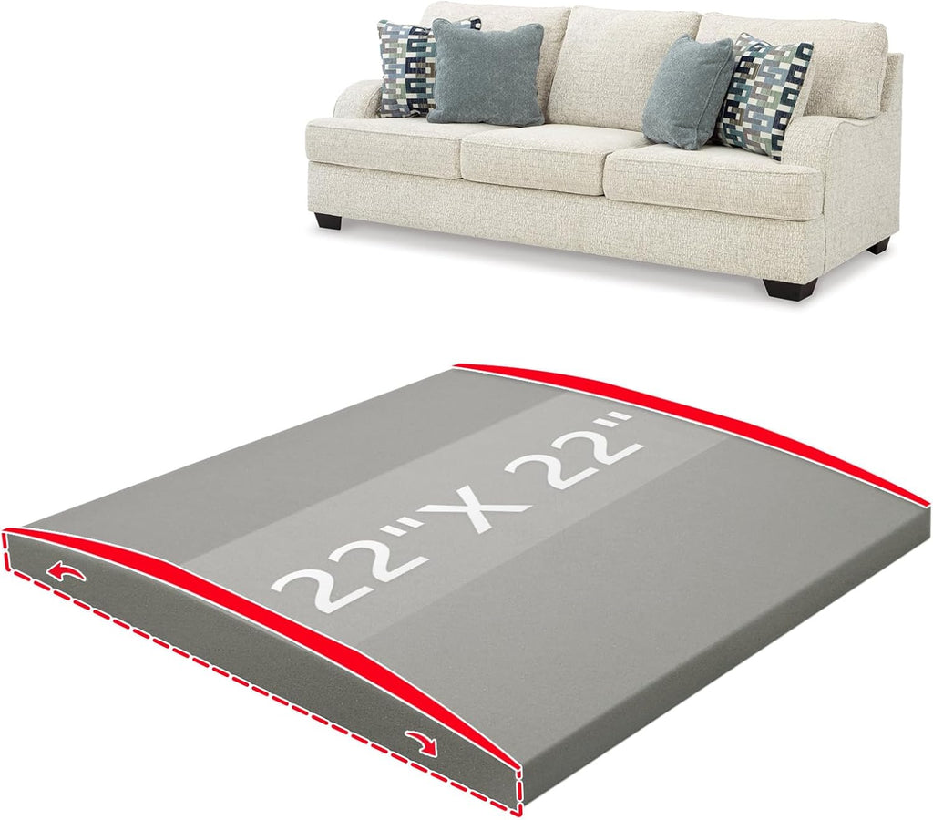 HAVARGO Couch Cushion Support High Density Foam 22X22X2.4 Inches Sofa Couch Supports for Sagging Cushions Light Grey 1Pc with Anti Slip Mesh Fabric