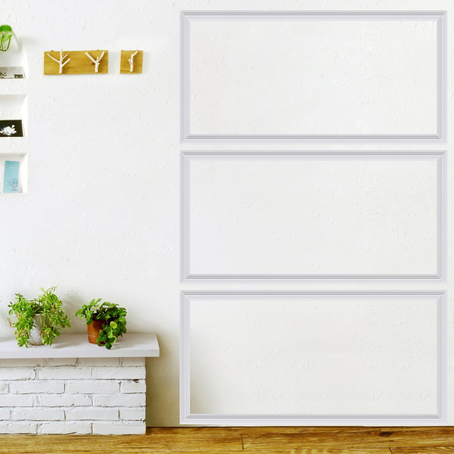 3 PCS Premade Wainscoting Panels Accent Wall Panels for Interior Wall Decor Easy DIY Build and Batten Chair Rail & Picture Frame Door Decor (16 x 24 in)