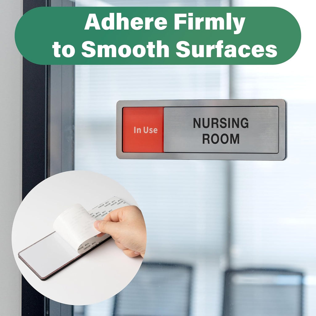 Nursing Room Door Sign with Slider, Do Not Disturb Privacy Office Sign, In Use/Available Acrylic Sliding Indicator for Business Hospital Home, Brushed Silver 8" x 2.6"