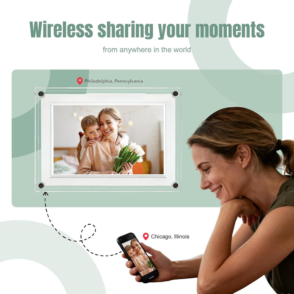 Frameo Digital Picture Frame,10.1 Inch WiFi Slim Acrylic Digital Photo Frames,1280x800 HD IPS Touch Screen Photo Frame Electronic,32GB Memory,Share Photos/Videos Instantly via Frameo App from Anywhere