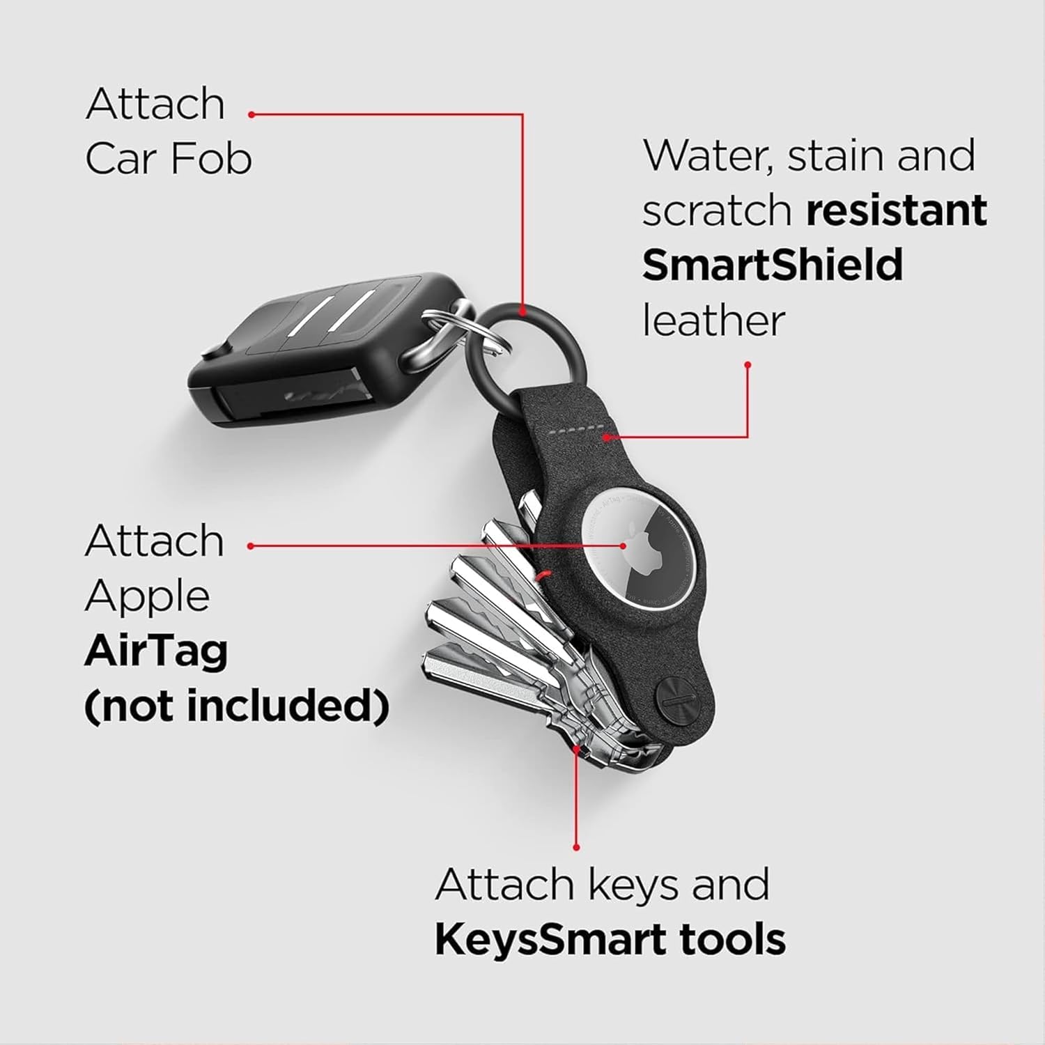 KeySmart AirTag Keychain Key Holder, Compatible with Apple AirTag Holder, Key Organizer Keychains
