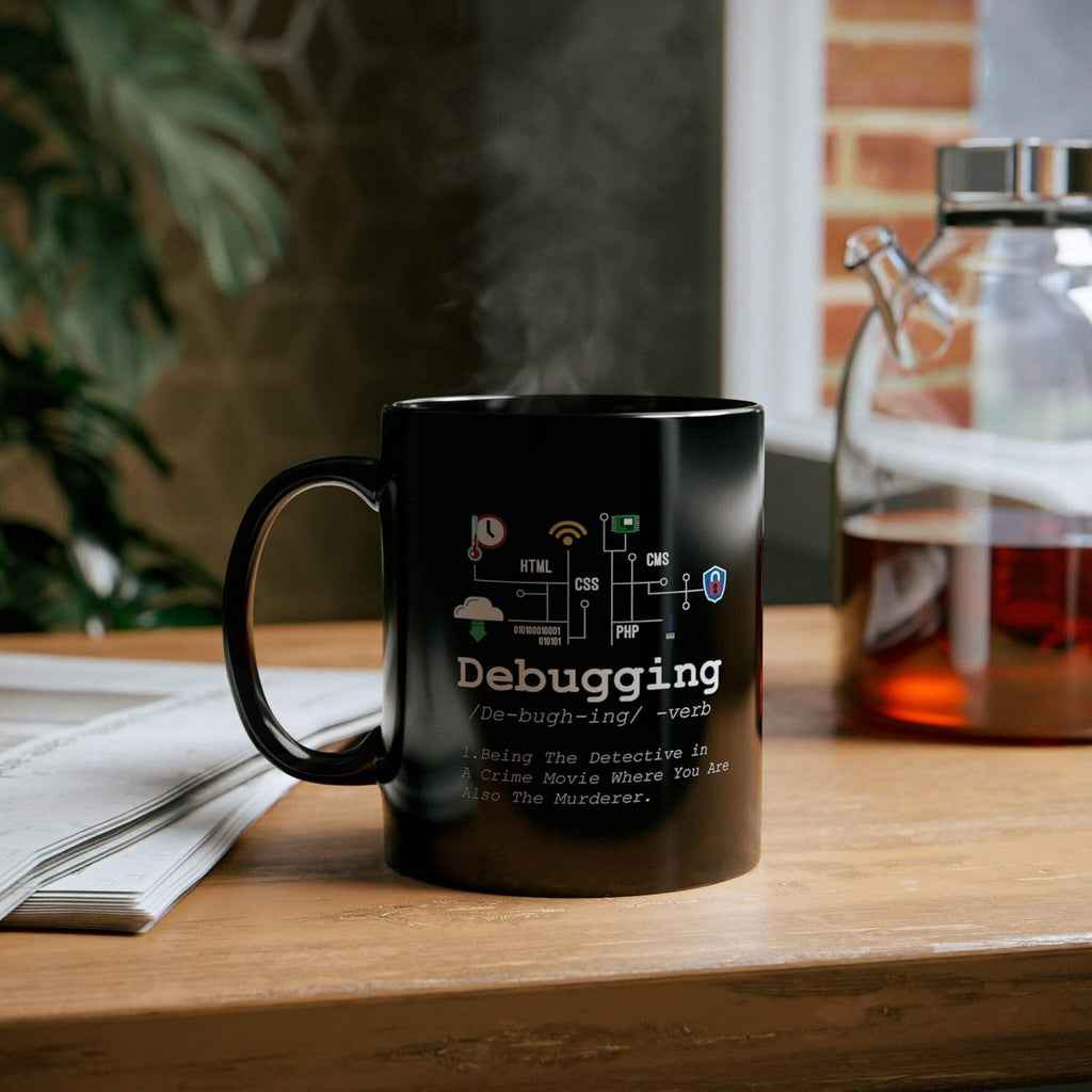 Personalized Debugging Definition Mug Funny Gift To Programmer Customized IT Programming Coding Binary Computer Teacher Student 11oz Black Ceramic Mug 11oz