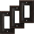 Henne Bery Sunken Pearls Heavy Duty Decorative Wall Plate Switch Plate Outlet Cover (Single Decorator, 3 Pack, Aged Bronze)