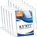 12 Pack Acrylic Sign Holder 8.5 x 11, Clear Plastic Display Stands for Tabletop, L-Shape Acrylic Stands for Flyers, Documents, Office, Restaurants, Vertical Sign Holder 8.5x11 for Desktop