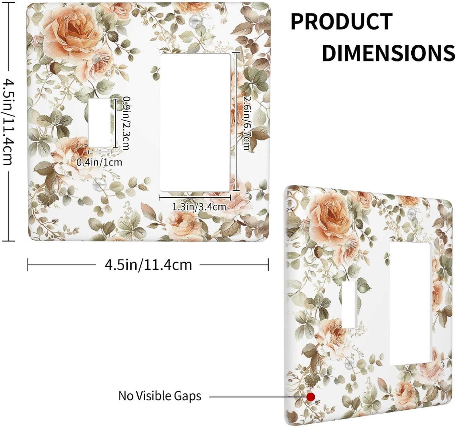 Outlet Covers Vintage Warm Color Orange Flowers And Leaves 1 Toggle 1 Rocker Combination Decorative Wall Plate Electrical Switch Plates Light Switch Cover Plate for Bedroom living Room