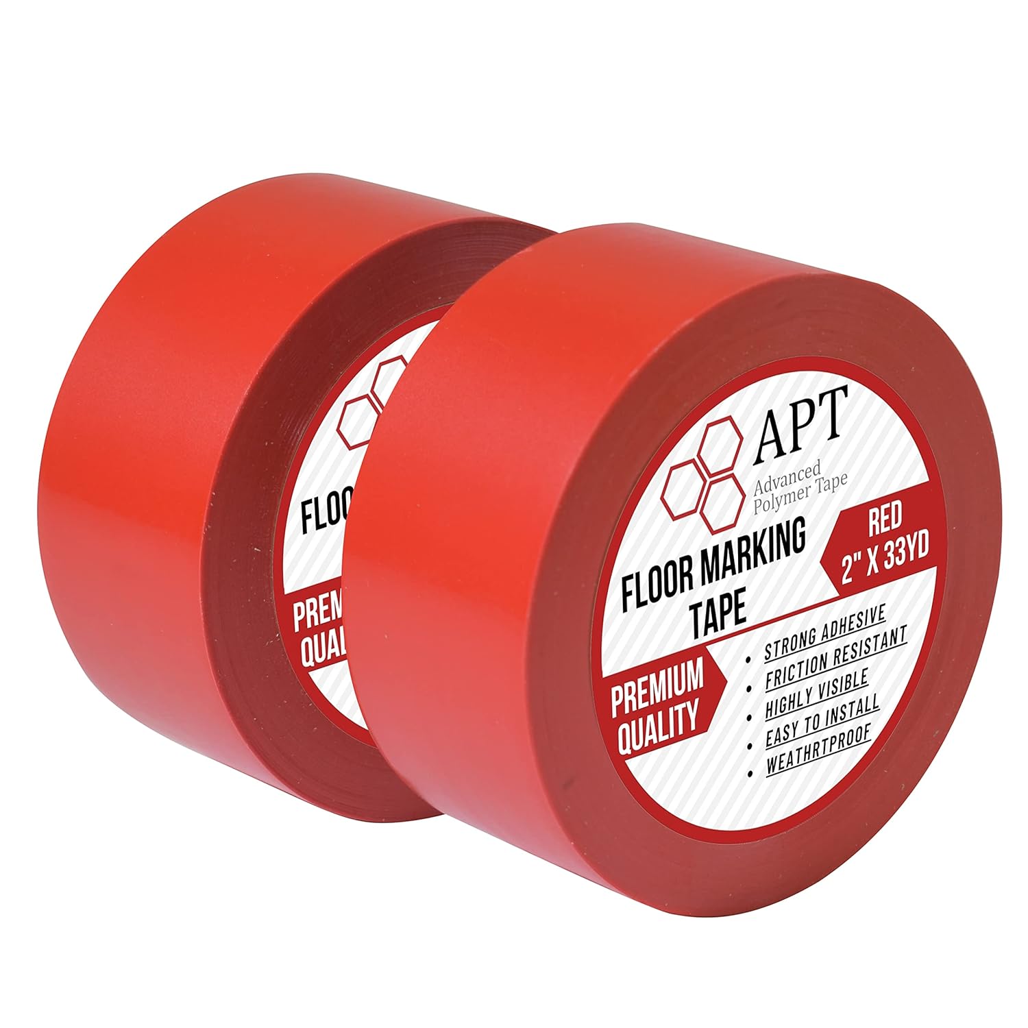 APT, Multi Color Marking Tape, Premium Safety Marking and Dance Floor Splicing Tape, 6 mil Thick (Red, 2 Roll)