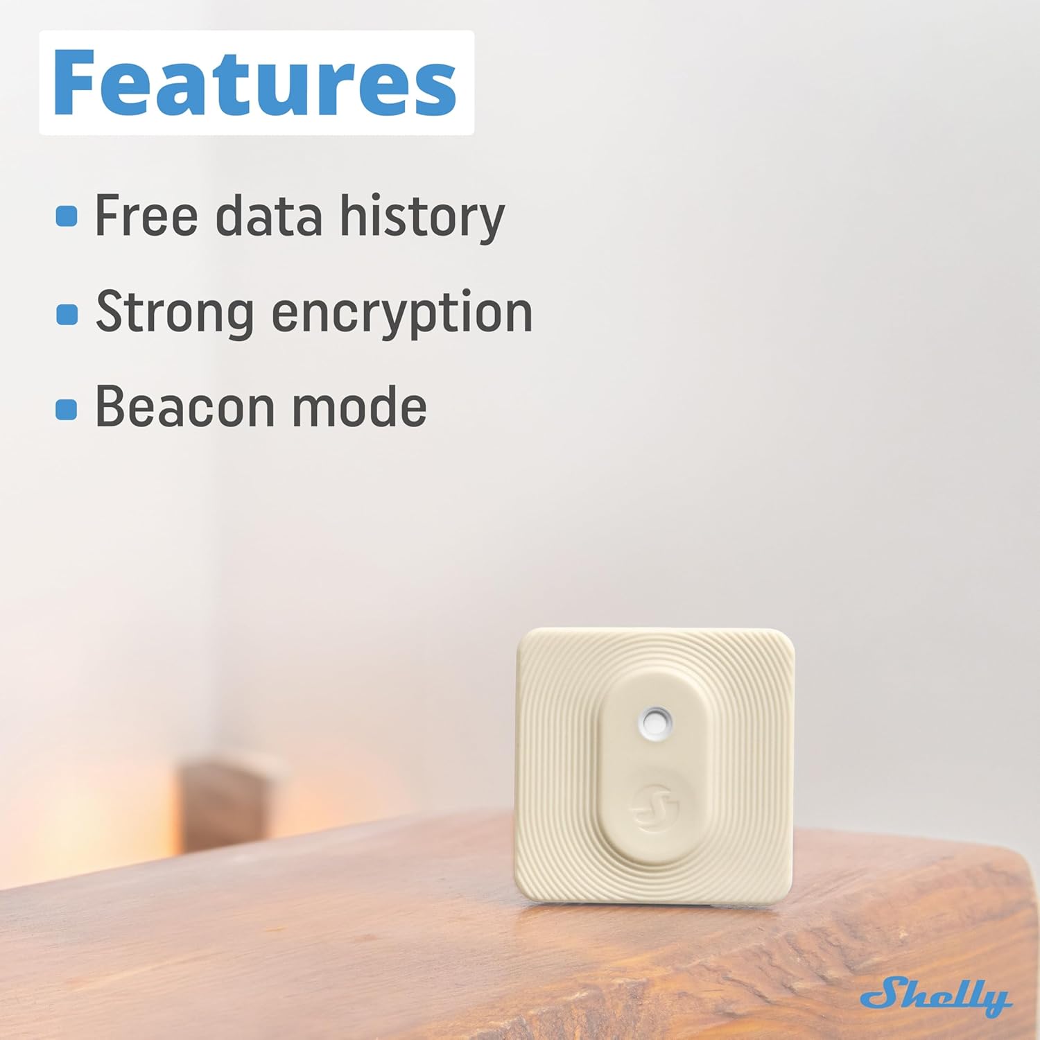Shelly Bluetooth Smart Temperature & Humidity Sensor with Remote App Control & Monitoring, Home Assistant, Alexa, Google Home, Smart Scenes, IP54, Notification Alerts, Blu H&T Ivory