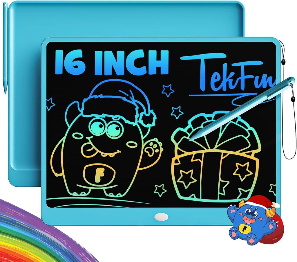 TEKFUN LCD Writing Tablet for Adults, Large Doodle Board, 16 Inch Colorful Drawing Tablet Writing Pad, Toddler Toys for 3 4 5 6 7 8 9 Year Old Girls Boys Teen, Birthday Gifts for Kids (Blue)