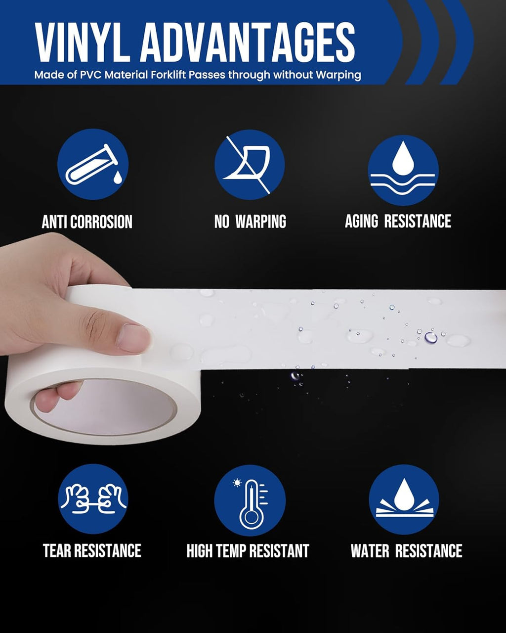 Lichamp 12 Rolls Vinyl Tape, Premium Safety Marking and Traffic Floor Marking Tape, Social Distancing, 2 Inch x 36 Yards per Roll, 432 Total Yards, White