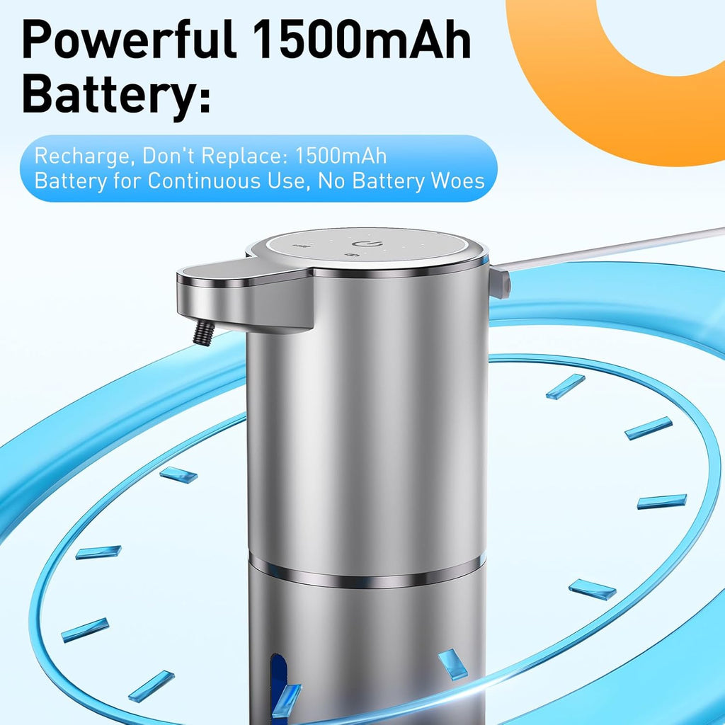 Automatic Soap Dispenser Touchless Automatic Liquid Soap Dispenser 4 Adjustable 1500mAh Soap Dispensing Levels Wall Mount for Kitchen and Bathroom