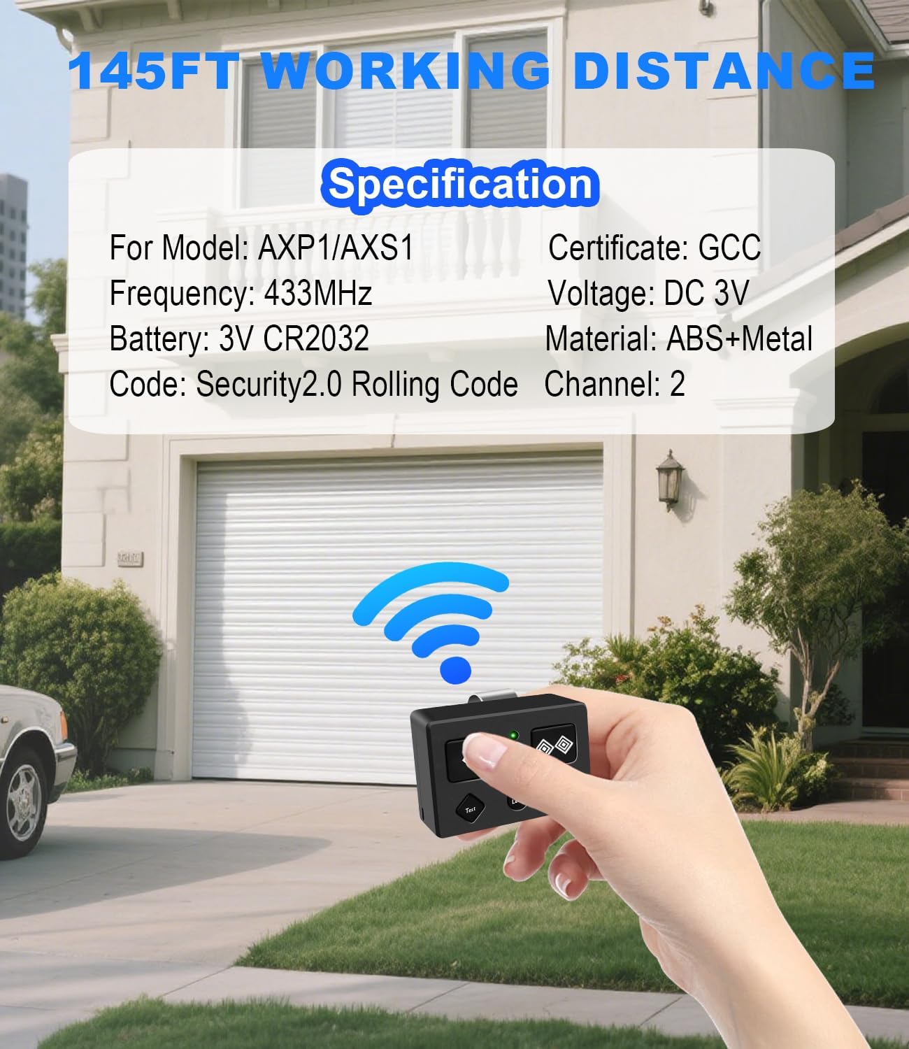 for Ghost Controls AXS1 AXP1 Remote Transmitter,5-Button Remote Transmitter for Automatic Gate Openers, Partymode, Compatible with Ghost Controls Single/Dual Control Opener Systems (AXS1 1Pack Black)
