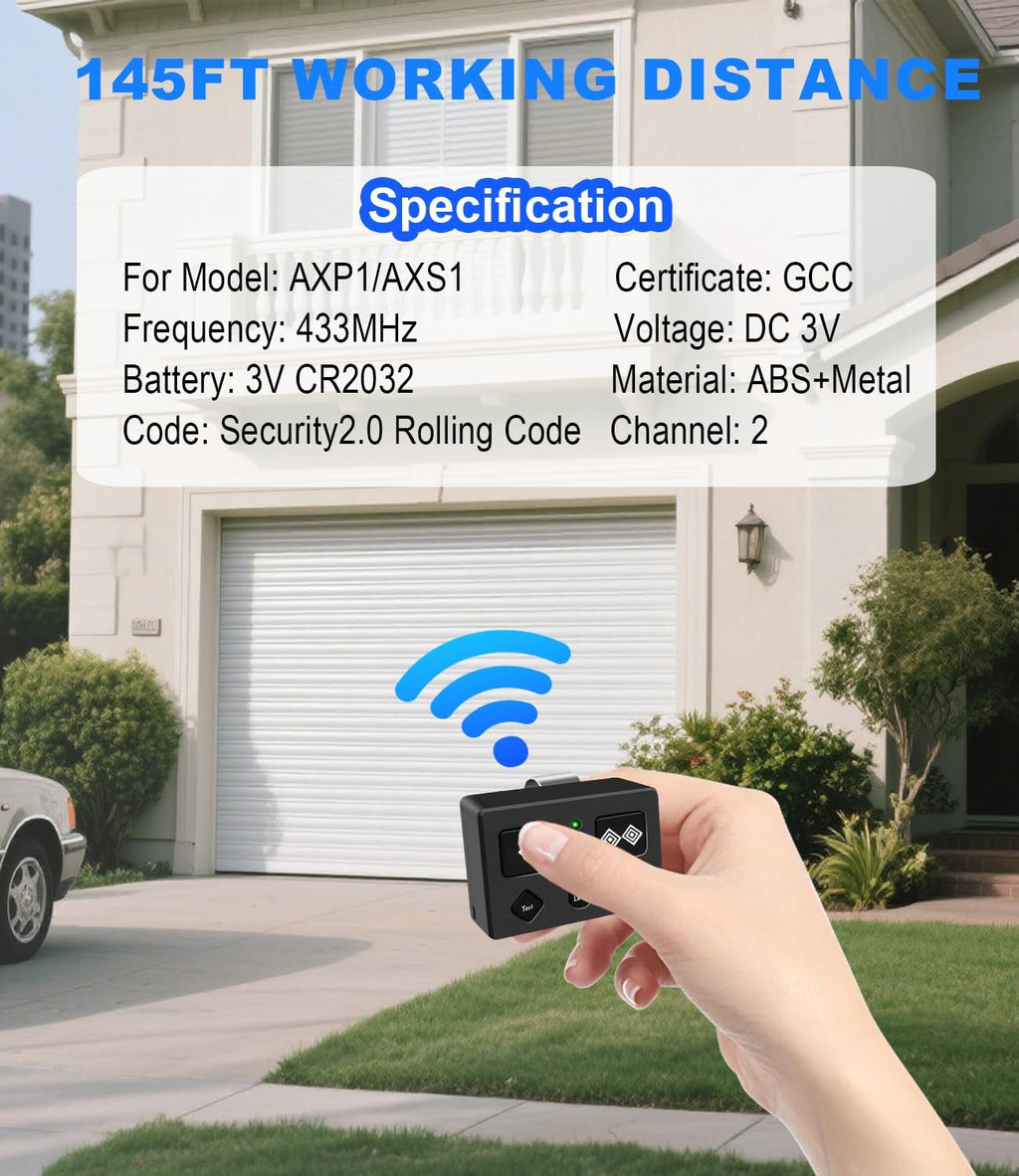 for Ghost Controls AXS1 AXP1 Remote Transmitter,5-Button Remote Transmitter for Automatic Gate Openers, Partymode, Compatible with Ghost Controls Single/Dual Control Opener Systems (AXS1 2Pack Black)