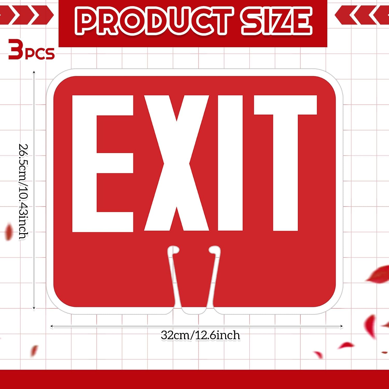 Geetery 3 Pcs Exit Traffic Cone Signs, Double Sided Printing, 10" x 13" Warning White and Exit Red Background Road Cone Top Signs