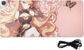 Large Heated Mouse Pad,Leather Desk Mat,31.5"x13",Hand Warmer Pads for Desk,Girl Butterfly(Glod Pink)