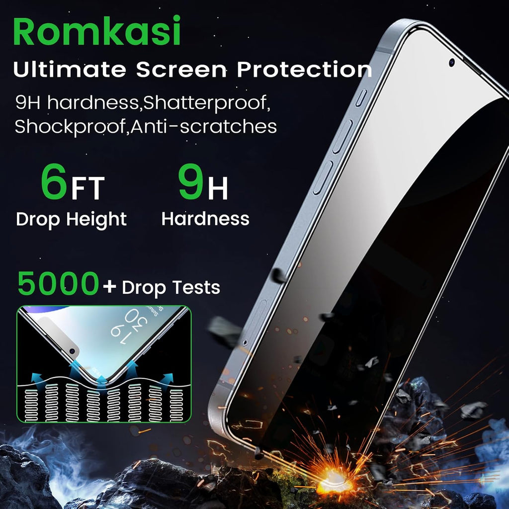 3 Pack Privacy Screen Protector for iPhone 14 6.1 Inch with 3 Pack Camera Lens Protector, Anti Spy Tempered Glass Film, Anti-Scratch, Touch Sensitive, Case Friendly