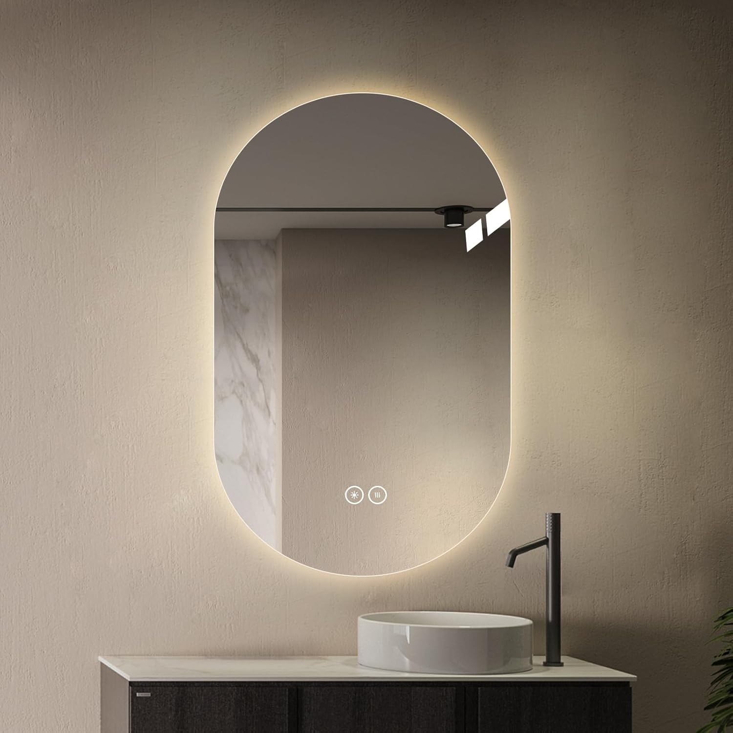LAIYA 24V Full-Power Oval LED Bathroom Vanity Mirror,36X22inch Frameless Backlit Mirror with Light, Smart Anti-Fog Waterproof Mirror with Memory Function Dimmable Lighted Mirror