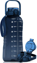 AQUAFIT 64 oz Water Bottle with Time Marker - 2in1 Straw & Chug Lid - BPA Free Big Water Bottle with Straw - Gym Water Bottle with Strap - Water Jug (64 Ounces, Nebula)