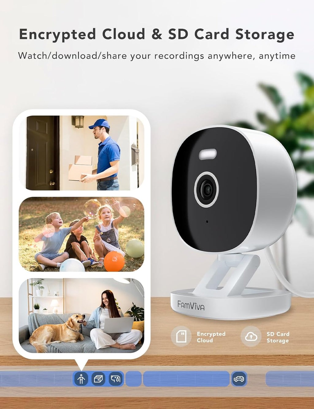 2K Security Camera, Outdoor/Indoor for Home, Pet, Baby, Nanny, IP65 Wterproof Color Night Vision, White Light & Siren, Recording, Motion Detection, Compatible with Alexa,White-2P