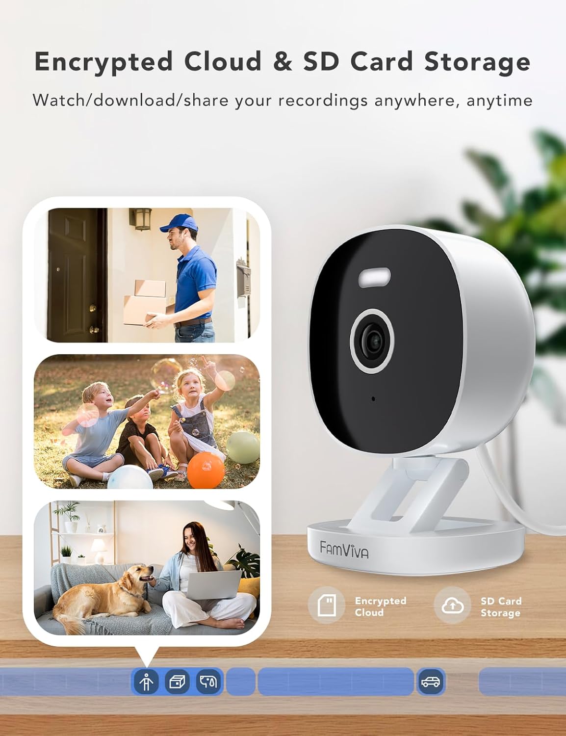 2K Security Camera, Outdoor/Indoor for Home, Pet, Baby, Nanny, IP65 Wterproof Color Night Vision, White Light & Siren, Recording, Motion Detection, Compatible with Alexa,White-2P