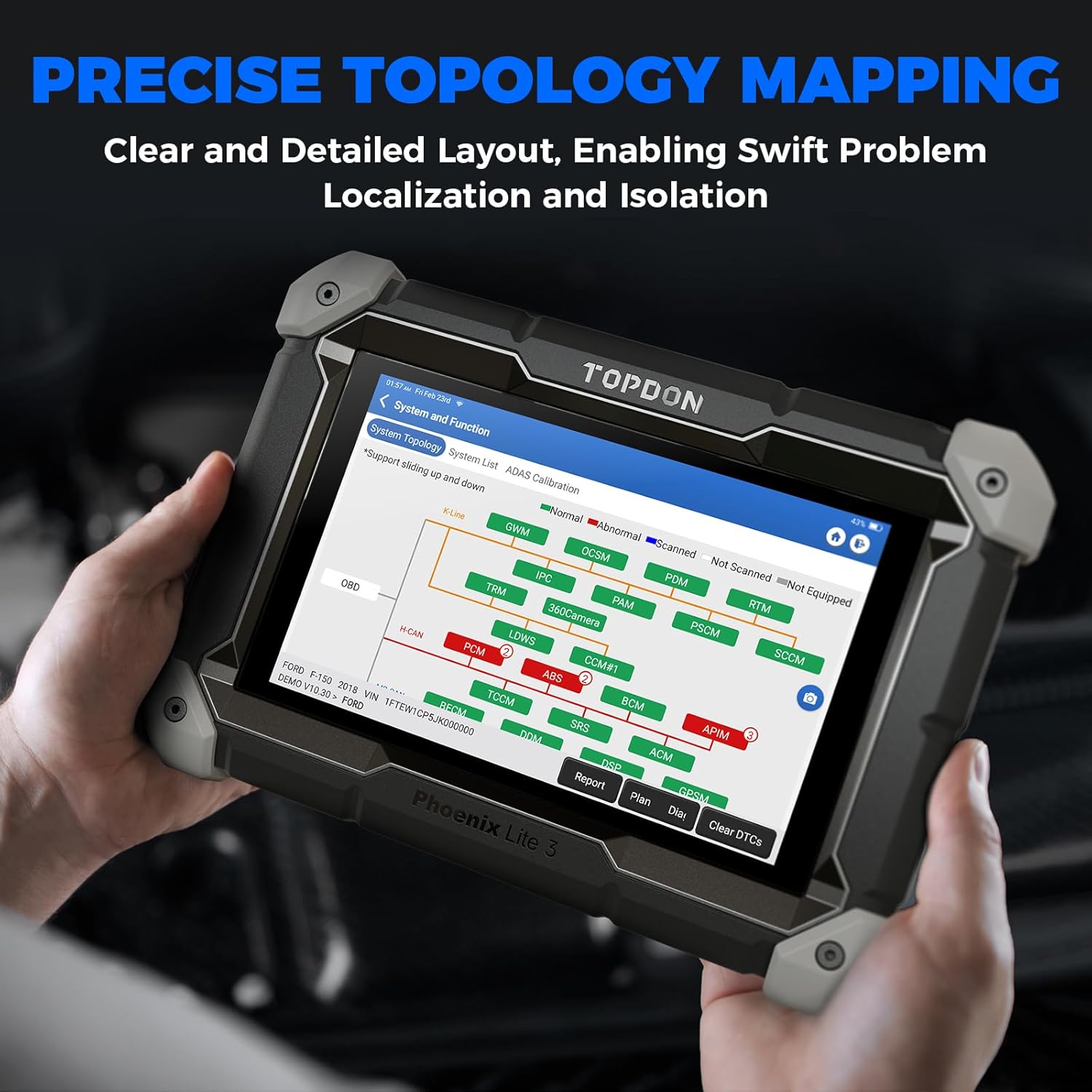 TOPDON Phoenix Lite 3, 2025 Upgraded Scanner of Lite 2, Bidirectional Scan Tool with CAN-FD, Car Scanner Diagnostic Tool, 35+ Maintenance Resets, Topology Mapping, ECU Coding, FCA Autoauth