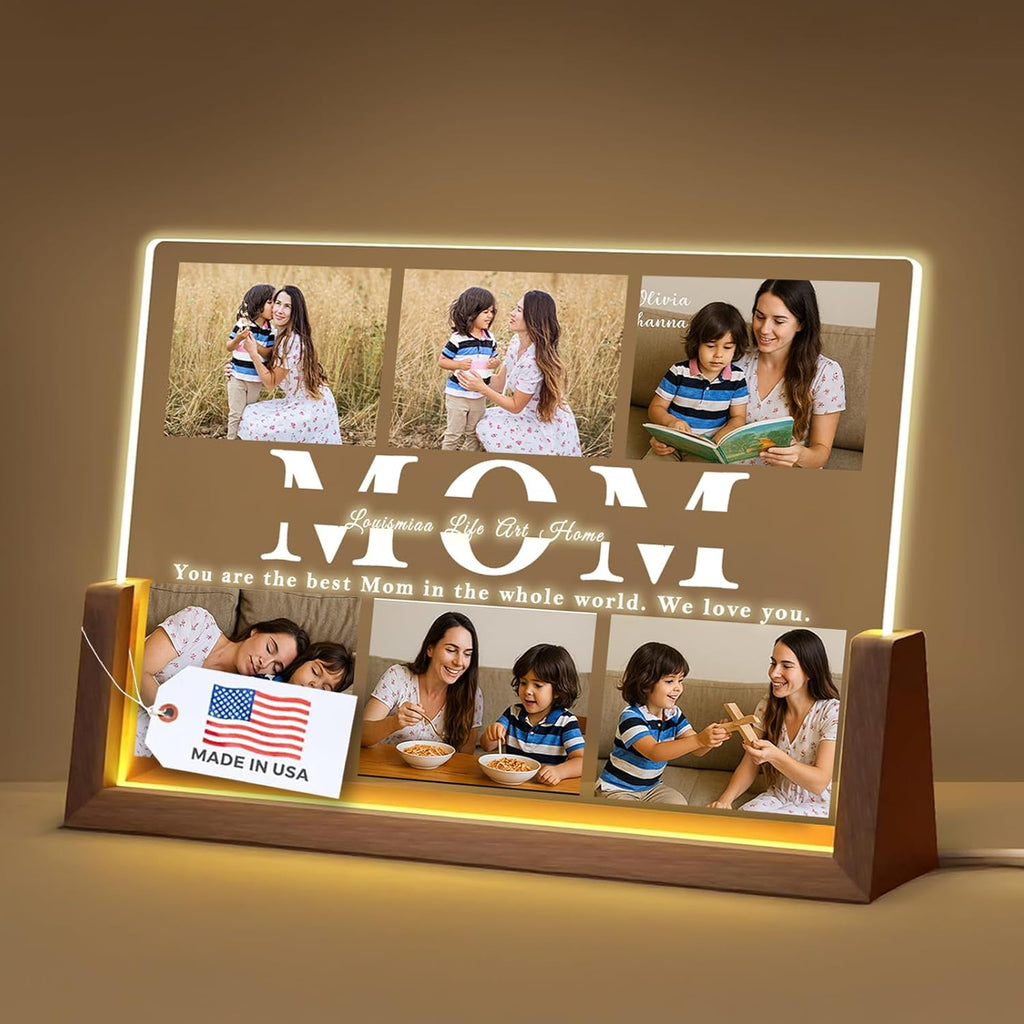 LOUISMIAA Customized Picture Frames with Night Light,Decorative Plaque Anniversary Birthday Mother’s Day Father’s Day Valentine’s Personalized Gifts for Boyfriend Girlfriend Couple Same Day Shipping