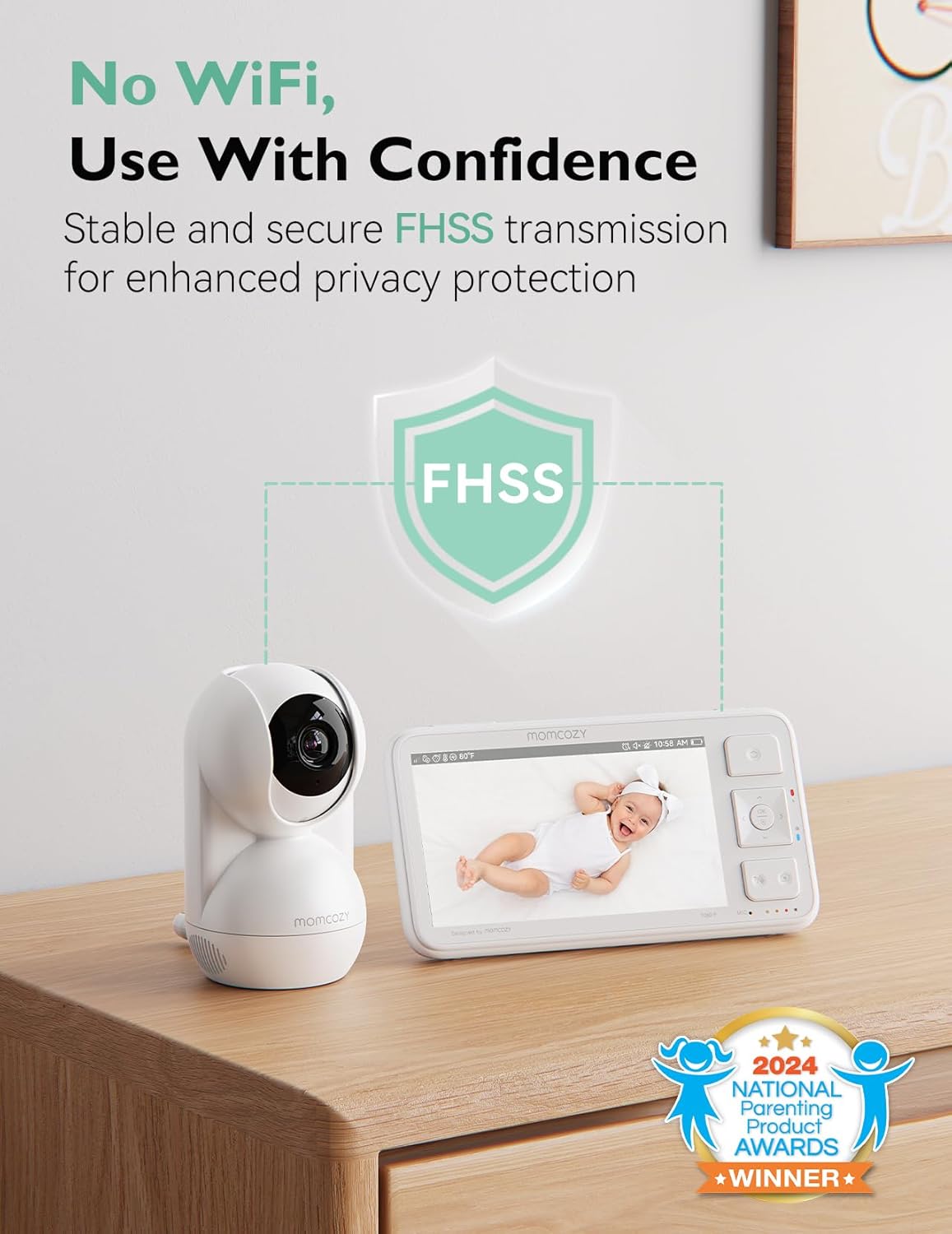 Momcozy Video Baby Monitor, 5.5” 1080P Full HD Baby Monitor with Camera No WiFi, Infrared Night Vision, 5800mAh 120-hrs Battery, ECO, VOX, 2-Way Audio, 1640ft Range, Record and Rewind Locally, BM03