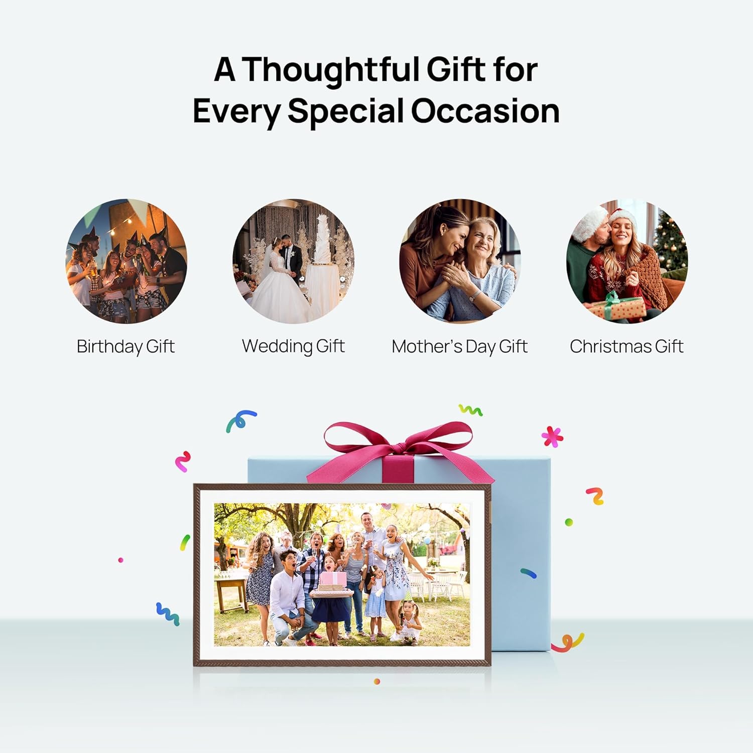 Arzopa 15.6" Large Digital Picture Frame, 1920X1080 FHD Touchscreen with Anti-Glare, 32GB Storage Electric Picture Frame Slideshow Support Photo Organization, Custom Gift Mode for Family and Friends