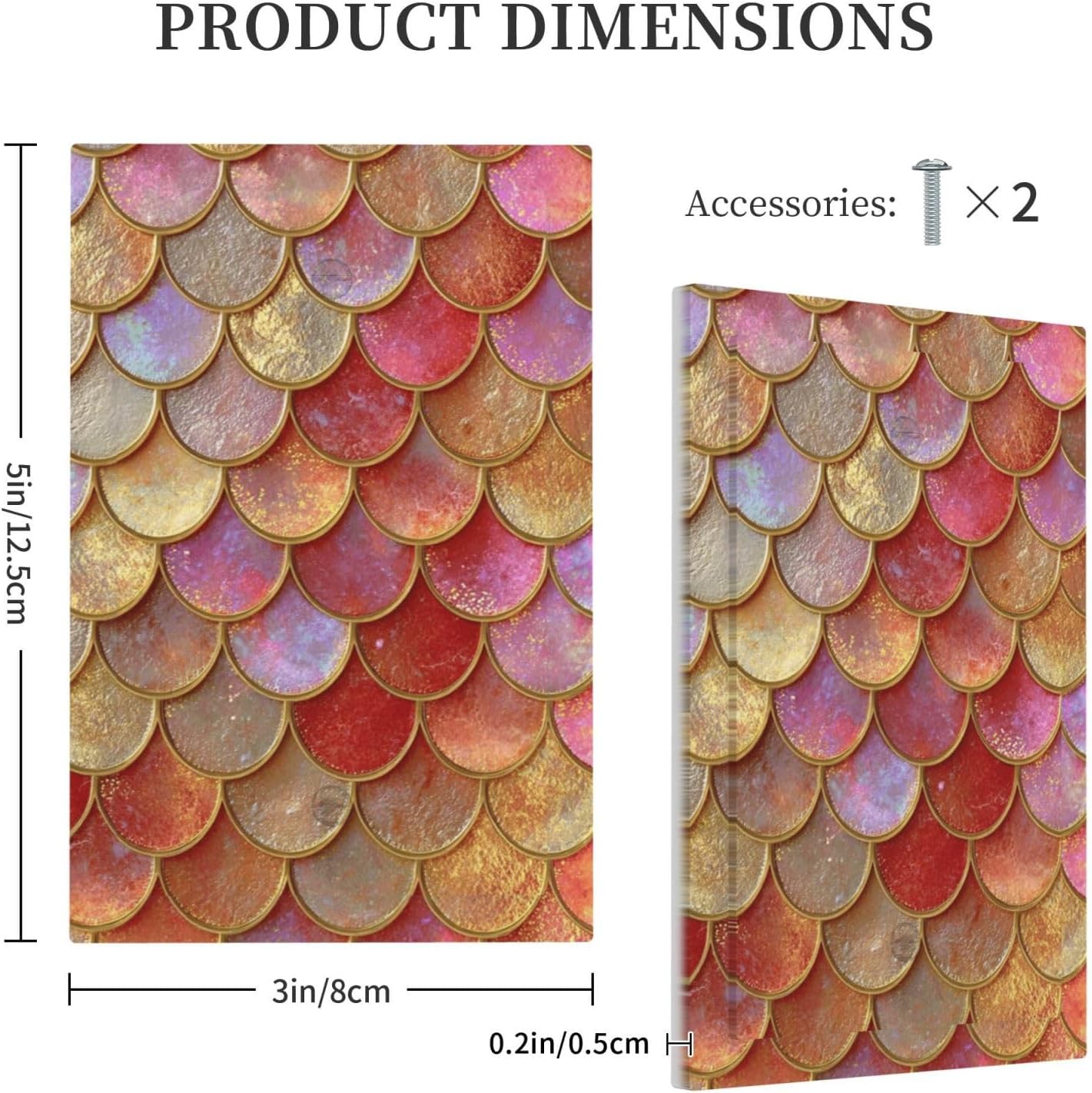 Mermaid Glitter Scale Rainbow Gold Fish Scales Light Switch Cover Plate 1 Gang No Device Blank Electrical Wall Plates Faceplate Decorative Switch Plate for Bed Room Home Decor