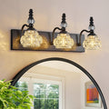 Modern Crystal Bathroom Vanity Light Black Vintage Bathroom Light Fixtures 3-Lights Glass Crystal Vanity Lights