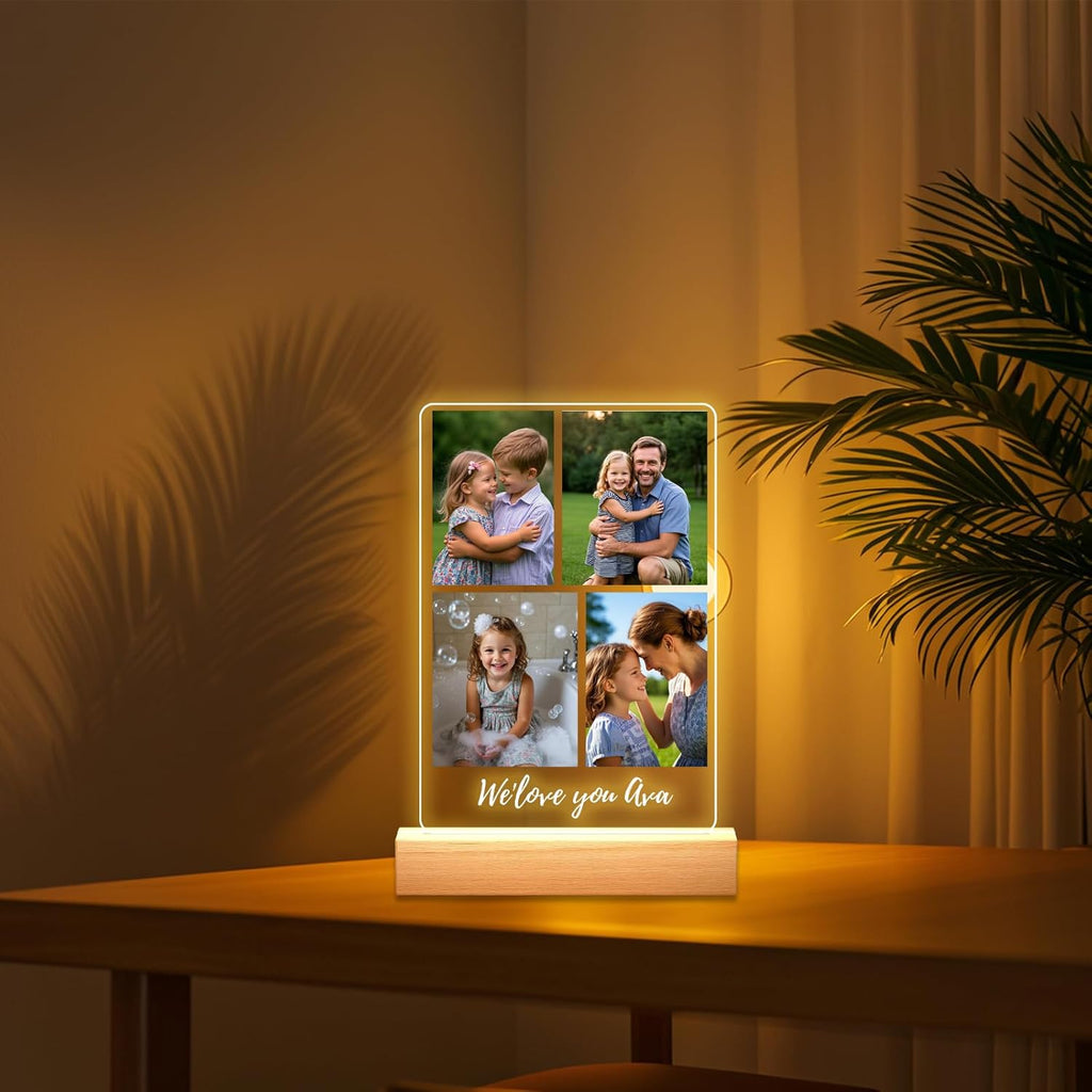Personalized Picture Frames with Photo, Custom Photo Frame with Night Light, Customized Girlfriend Photo Gifts, Ideal Gift for Couples Anniversary Birthday Mom Dad Him Her