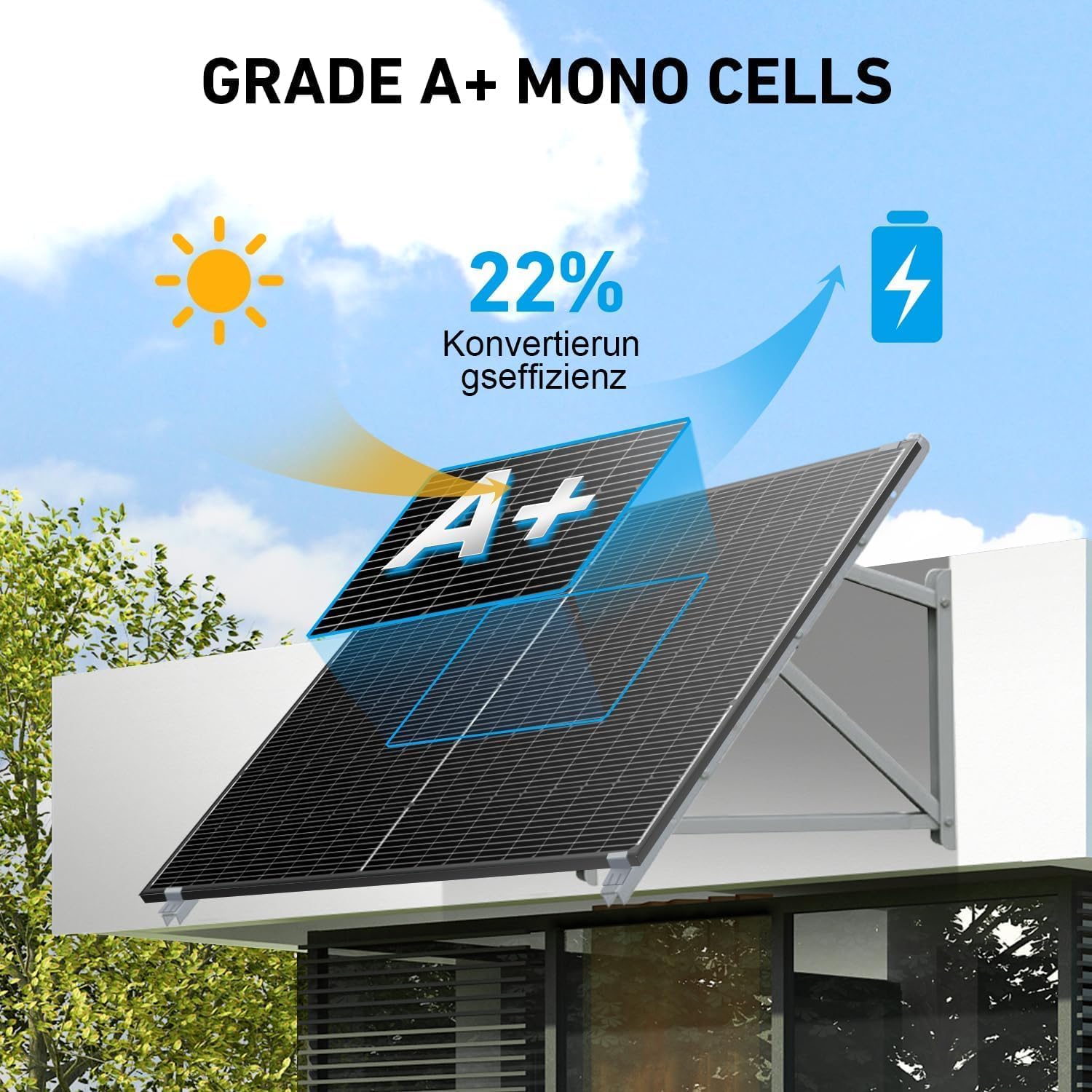 DOKIO 800W (2×400W) 31V Mono Solar Panels - Works for 12/24V Systems, 9.84ft Leads per Panel for Garden/Yard - Home/Backyard Shed or Cabin, Off-Grid Battery Charging