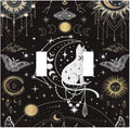 White Cat Tarot Moon Phases Moth Celestial Gothic Decorative Switch Plates 2 Gang Double Toggle Outlet Light Switch Cover Wall Plate Electrical Faceplate for Kids Room Bedroom Decor