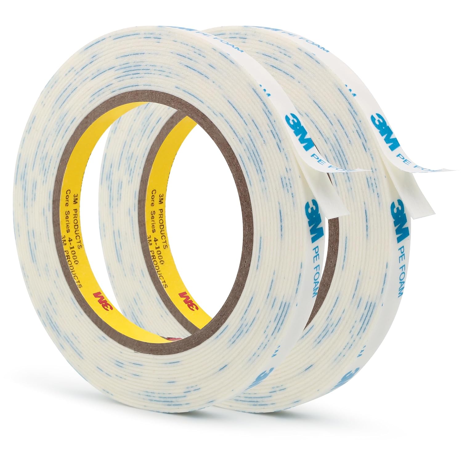 3M 1600T Double Sided Tape, PE Foam Tape 0.39" x 18 Ft White Removable Strong Adhesive No Residue for RV Picture Hanging, Posters Frames Wall Decor Indoor & Outdoor Use(2 Pack)