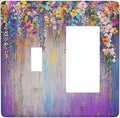 Colorful Country Flower Wildflower Floral Outlet Covers 1 Toggle 1 Rocker Combination Decorative Wall Plate Electrical Switch Plates Light Switch Cover Plate For Bed Room Living Room Decor