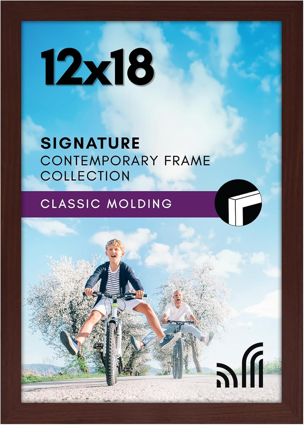 Americanflat 12x18 Poster Frame with Shatter-Resistant Glass - Signature Collection - Gallery-Style Frames Made of Engineered Wood - Photo Frame for Wall Display - Mahogany