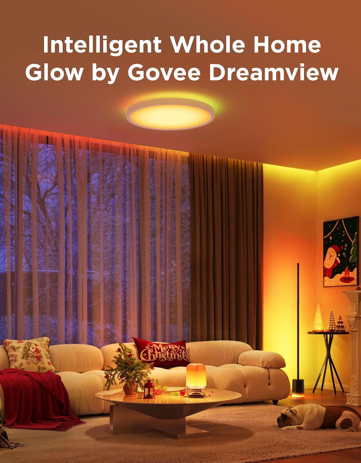 Govee Floor Lamp 2 with Matter, RGBIC, Warm Cool White LED, Alexa Compatible, 1725lm, Music Sync, Scene Modes, Smart Floor Lamp for Living Room, Bedroom, Black(1 Pack)