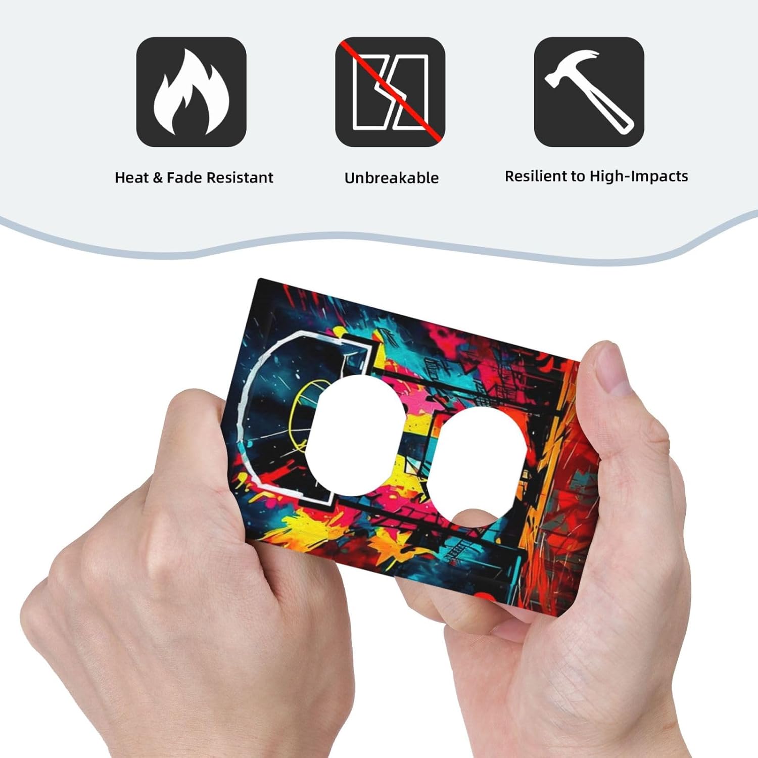 Colorful Graffiti Basketball Sport Basket Hippie Single Duplex Wall Plate Covers Light Switch Cover 1 Gang Outlet Plate Decorative Switchplate Covers Electrical Faceplate for Country Bathroom