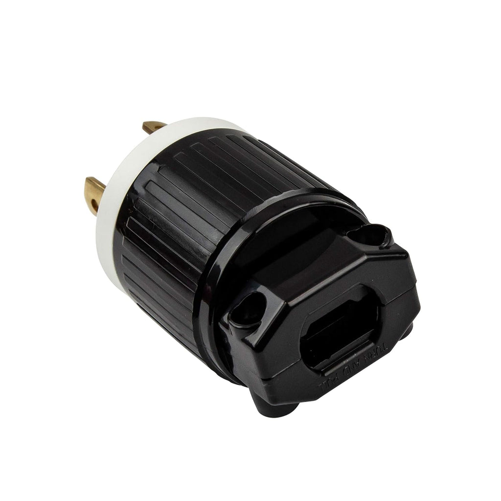 ENERLITES NEMA L6-30P Locking Plug Connector for Generator, Twist Lock Male Plug, 30 Amp, 250 Volt, 2 Pole, 3 Wire Grounding, Industrial Grade Heavy Duty, UL Listed, 66461-BK, Black, 2 Pack