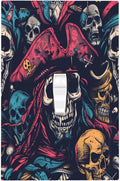 Decorative Light Switch Cover Pirate Colourful Skeleton Red Hat 1 Gang Single Toggle Device Electrical Faceplate Switchplates Decorator Outlet Wall Plate For Farmhouse Cabin Decor