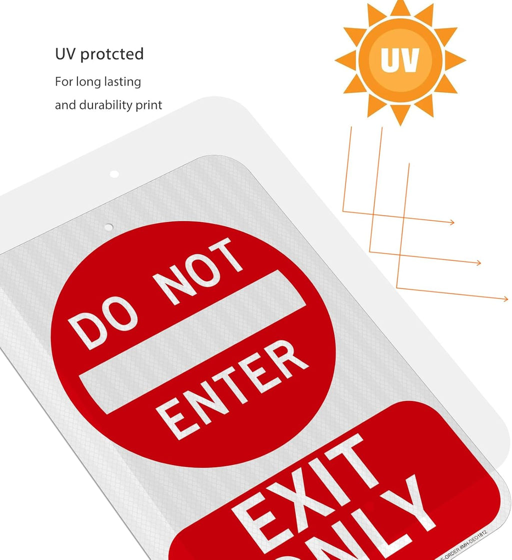 2 Pack Do Not Enter Exit Only Sign- 12" x 18" Aluminum Exit Only Do Not Enter Sign, Engineer Grade Reflective, Rust Free, Weather Resistant- Easy to Install