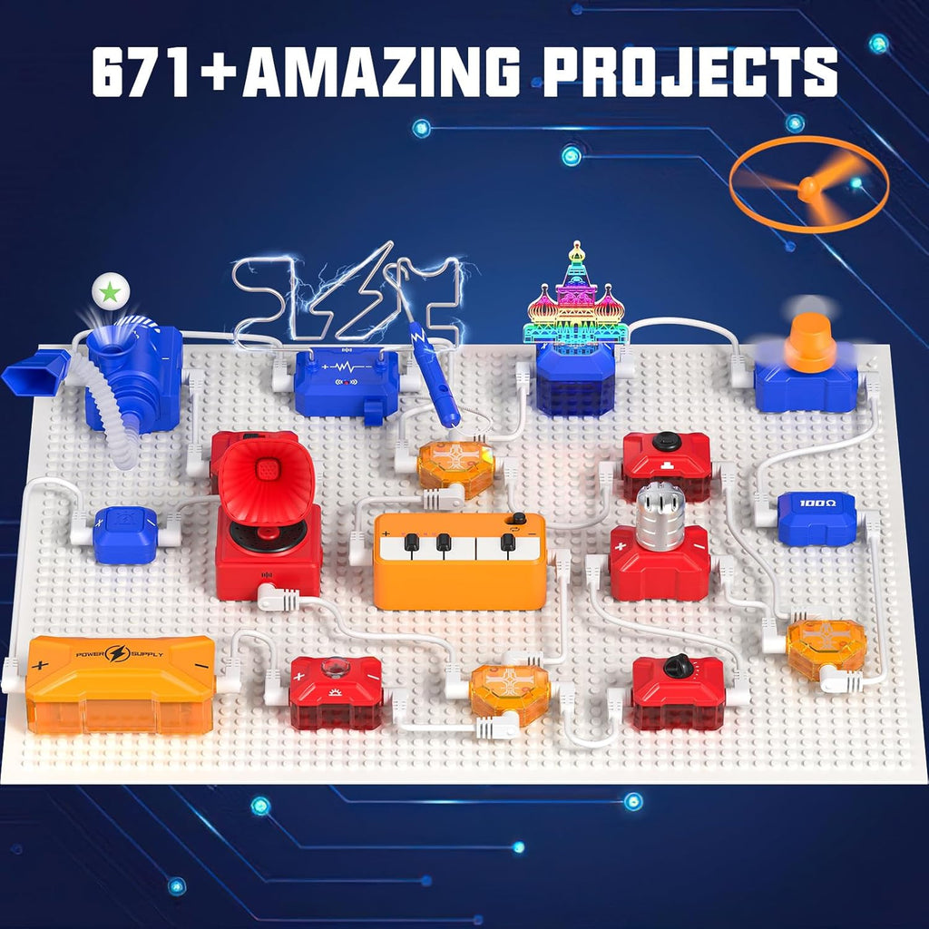 Science Kits for Kids Electronics Exploration Kit with 671+ Circuit Projects, Physics Experiments Circuit Board STEM Educational Toy for Boys Girls Ages 3 4 5 6 7 8 9 10 11 12+