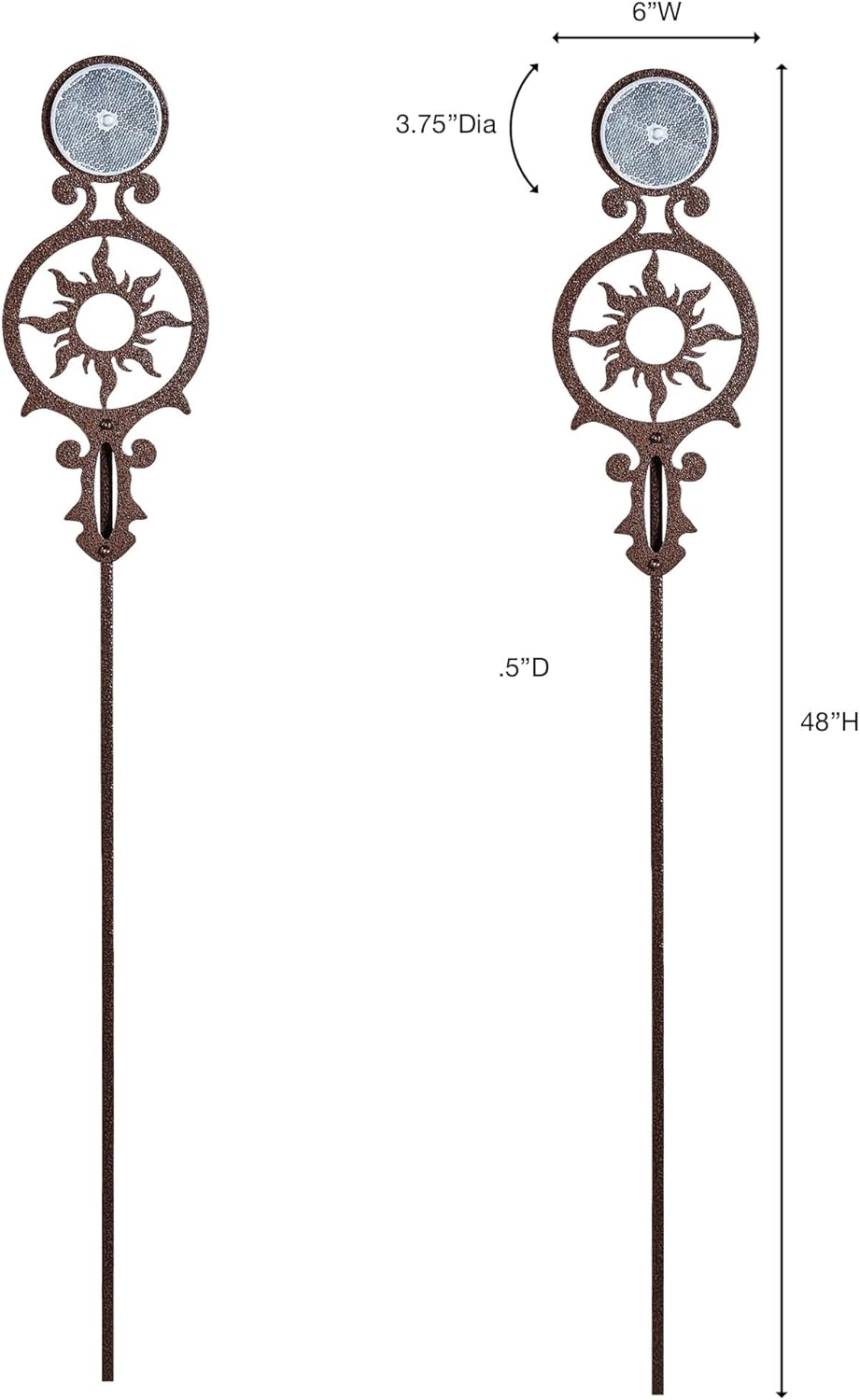 Touch of Class Pathways Reflective Driveway Marker Stake Set of Two for Outdoor Use | Radiating Sun Design | Personalized Tall Reflector Set of 2 | Weathered Bronze Durable Finish
